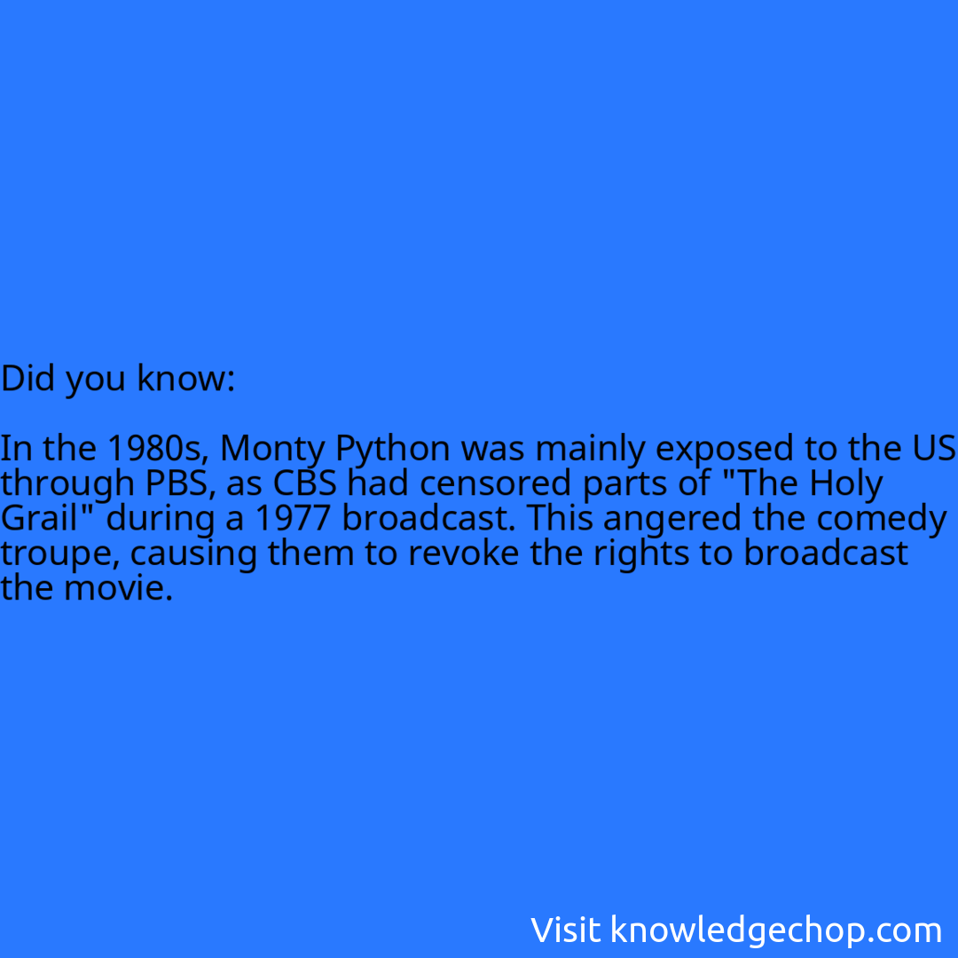   In the 1980s, Monty Python was mainly exposed to the US through PBS, as CBS had censored parts of 
