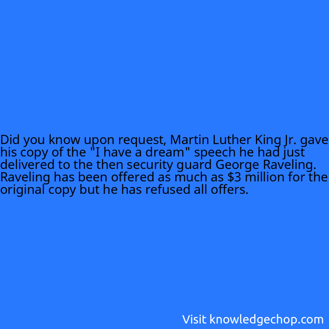 upon request, Martin Luther King Jr. gave his copy of the 