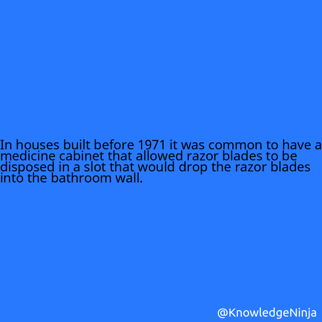 
 In houses built before 1971 it was common to have a medicine cabinet that allowed razor blades to be disposed in a slot that would drop the razor blades into the bathroom wall.