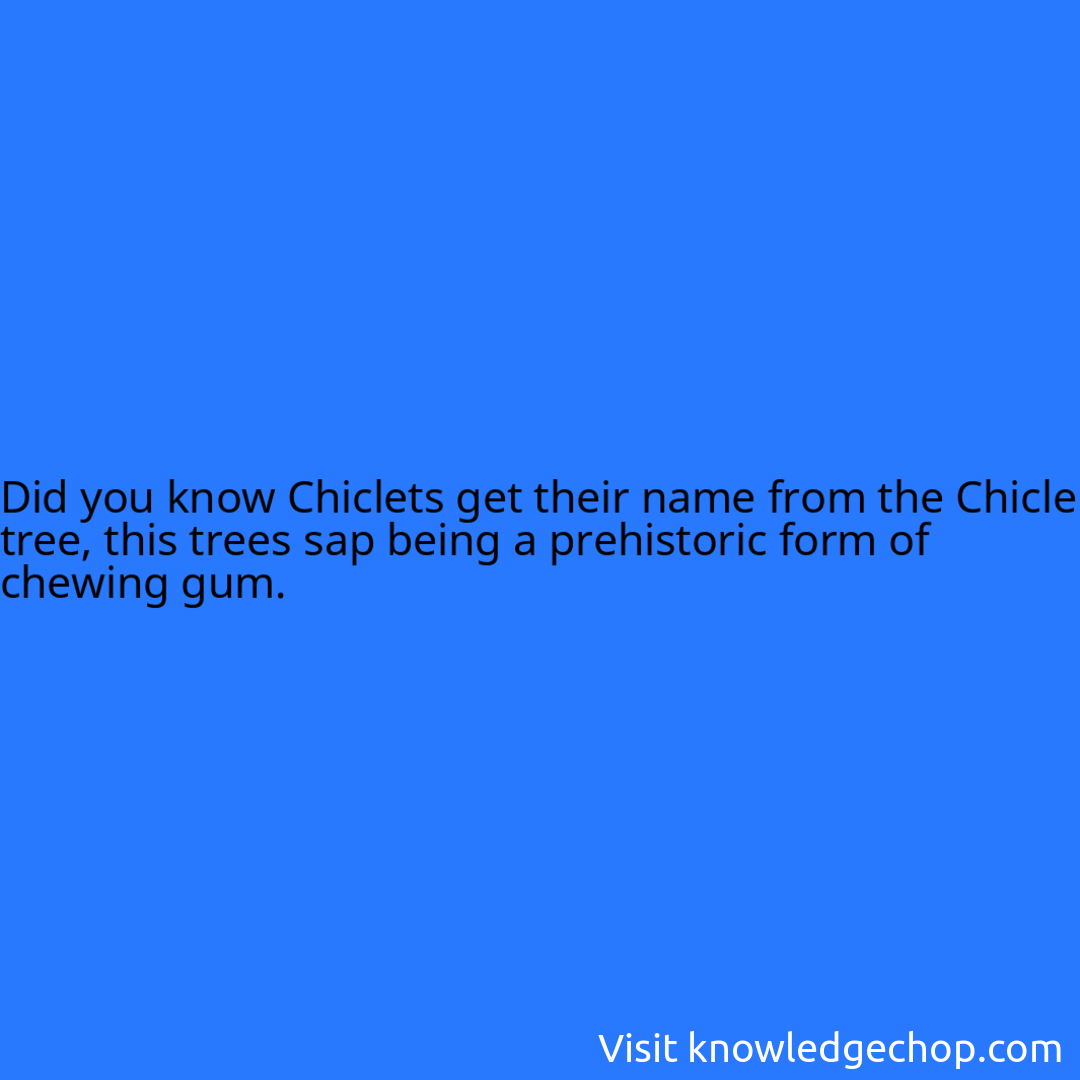 Chiclets get their name from the Chicle tree, this trees sap being a ...