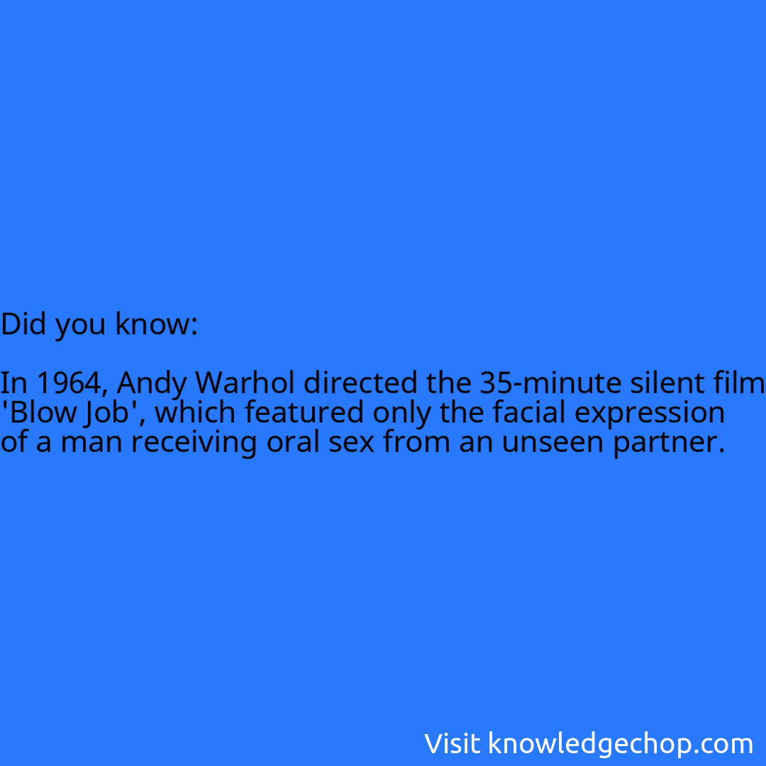   In 1964, Andy Warhol directed the 35-minute silent film 'Blow Job', which featured only the facial expression of a man receiving oral sex from an unseen partner.