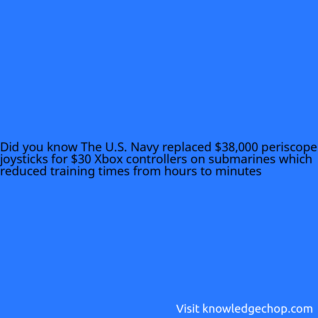 The U.S. Navy replaced $38,000 periscope joysticks for $30 Xbox controllers on submarines which reduced training times from hours to minutes