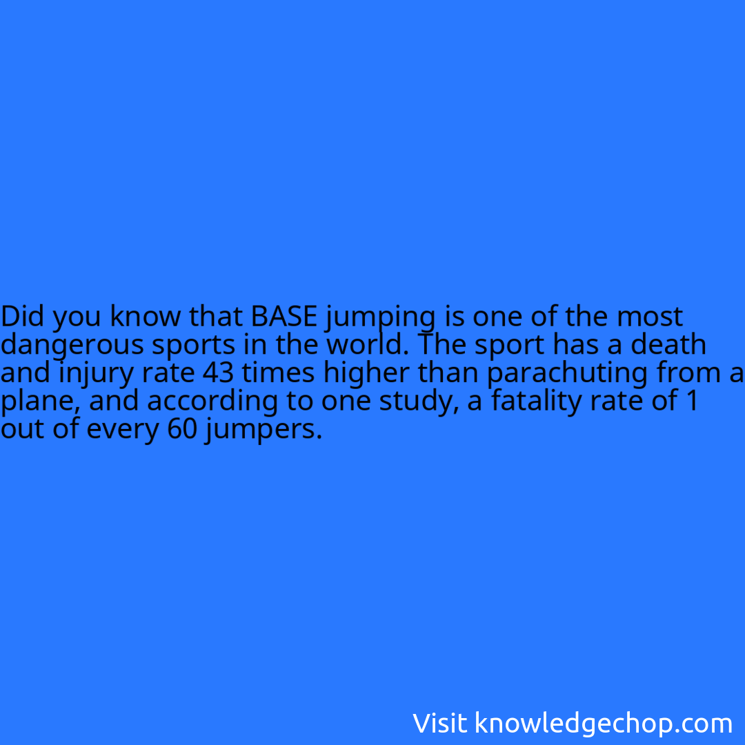 that BASE jumping is one of the most dangerous sports in the world. The