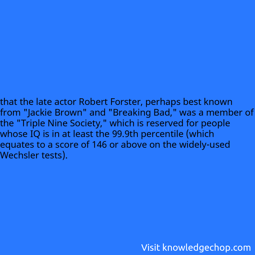 
that the late actor Robert Forster, perhaps best known from 