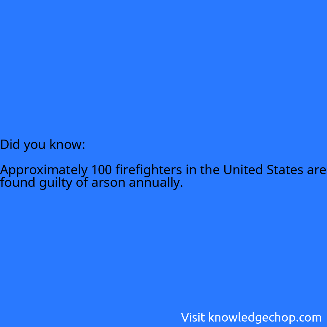   Approximately 100 firefighters in the United States are found guilty of arson annually.