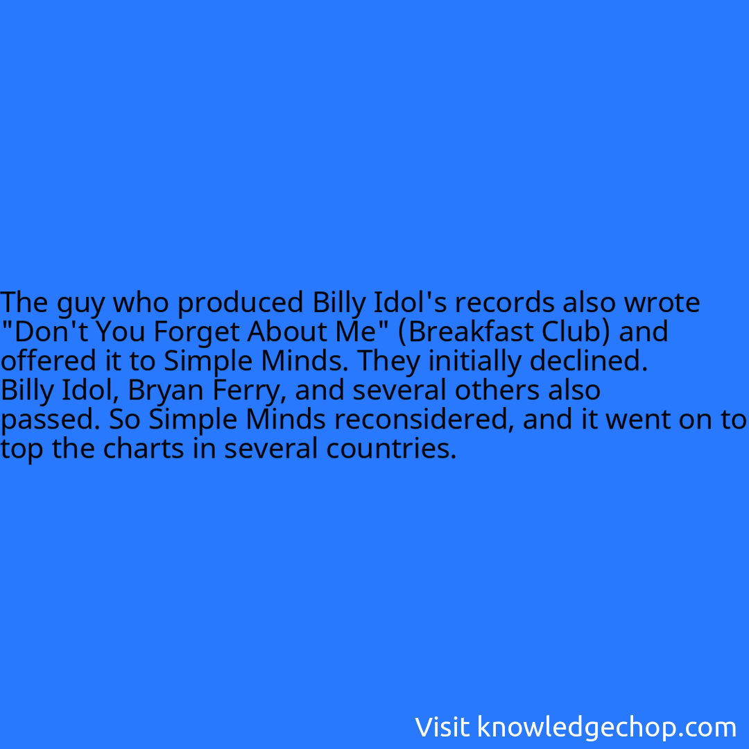 The guy who produced Billy Idol's records also wrote 