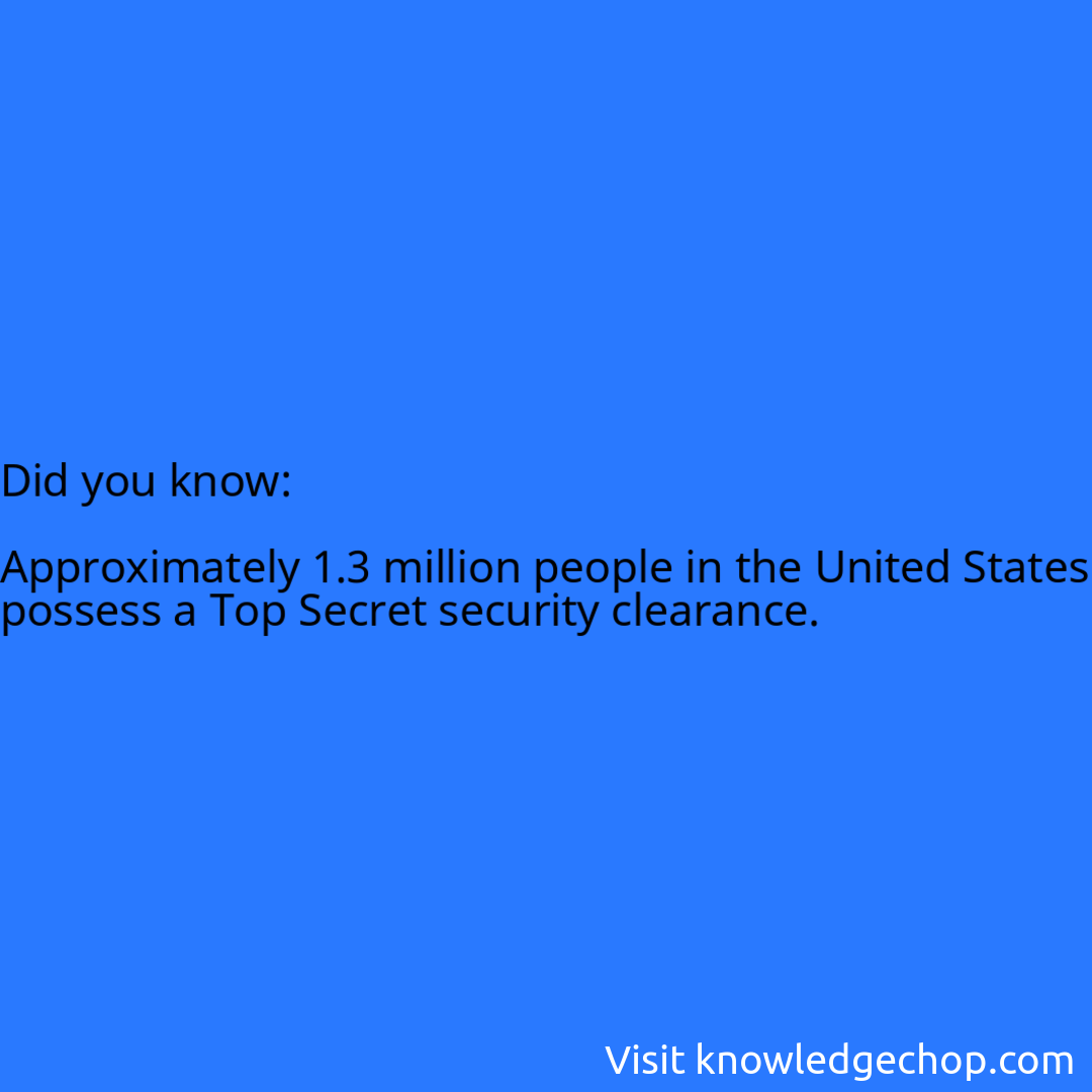   Approximately 1.3 million people in the United States possess a Top Secret security clearance.