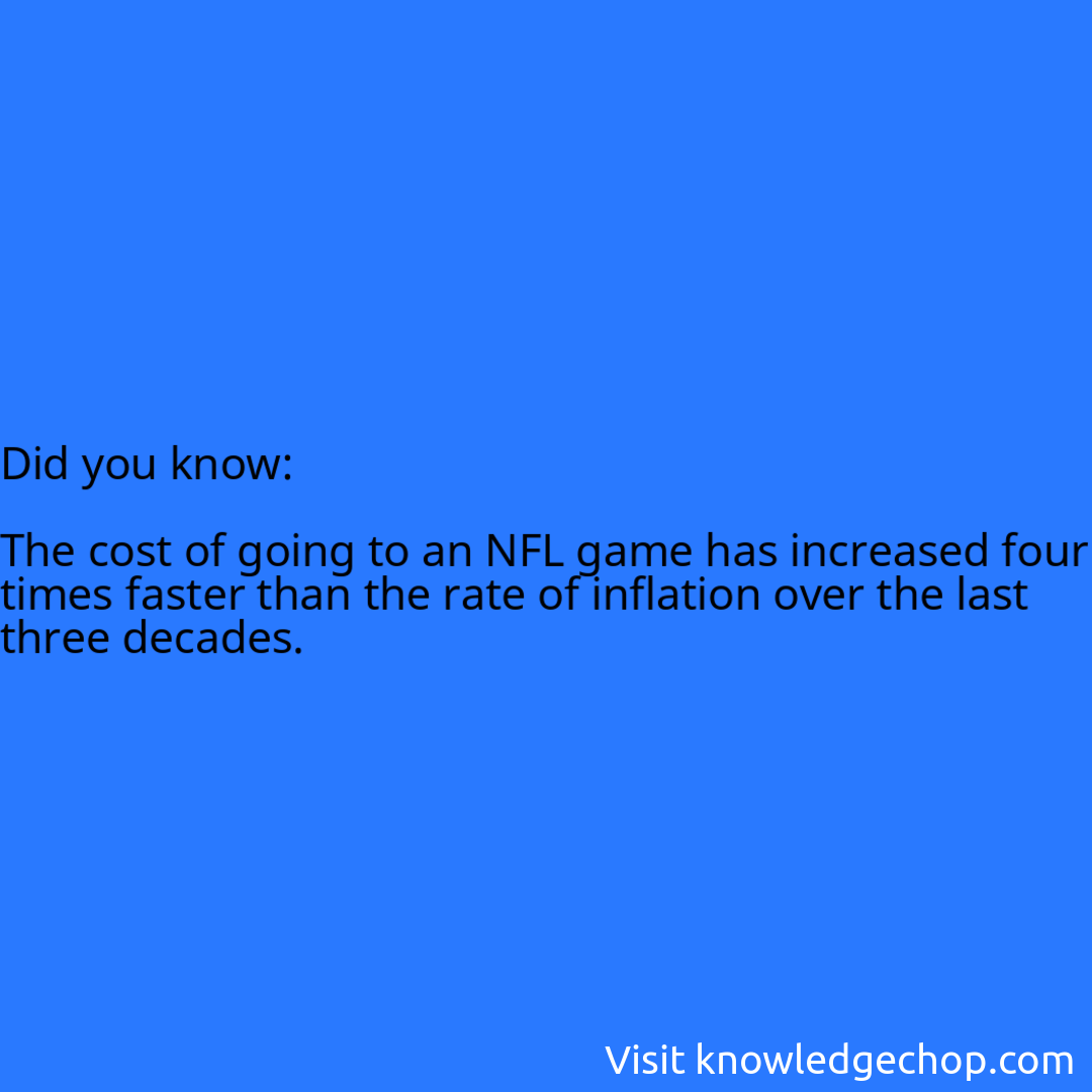   The cost of going to an NFL game has increased four times faster than the rate of inflation over the last three decades.