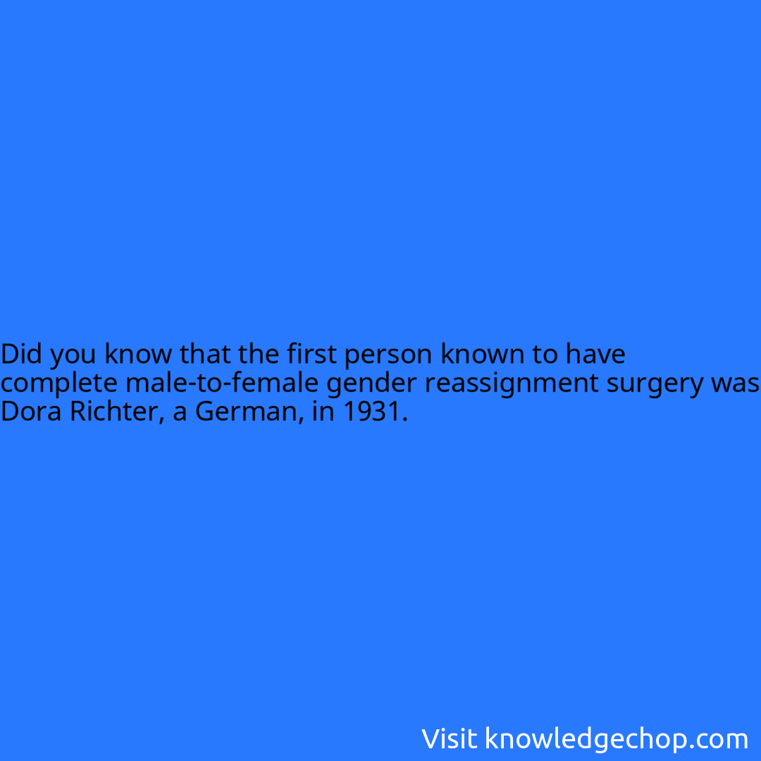 that the first person known to have complete maletofemale gender
