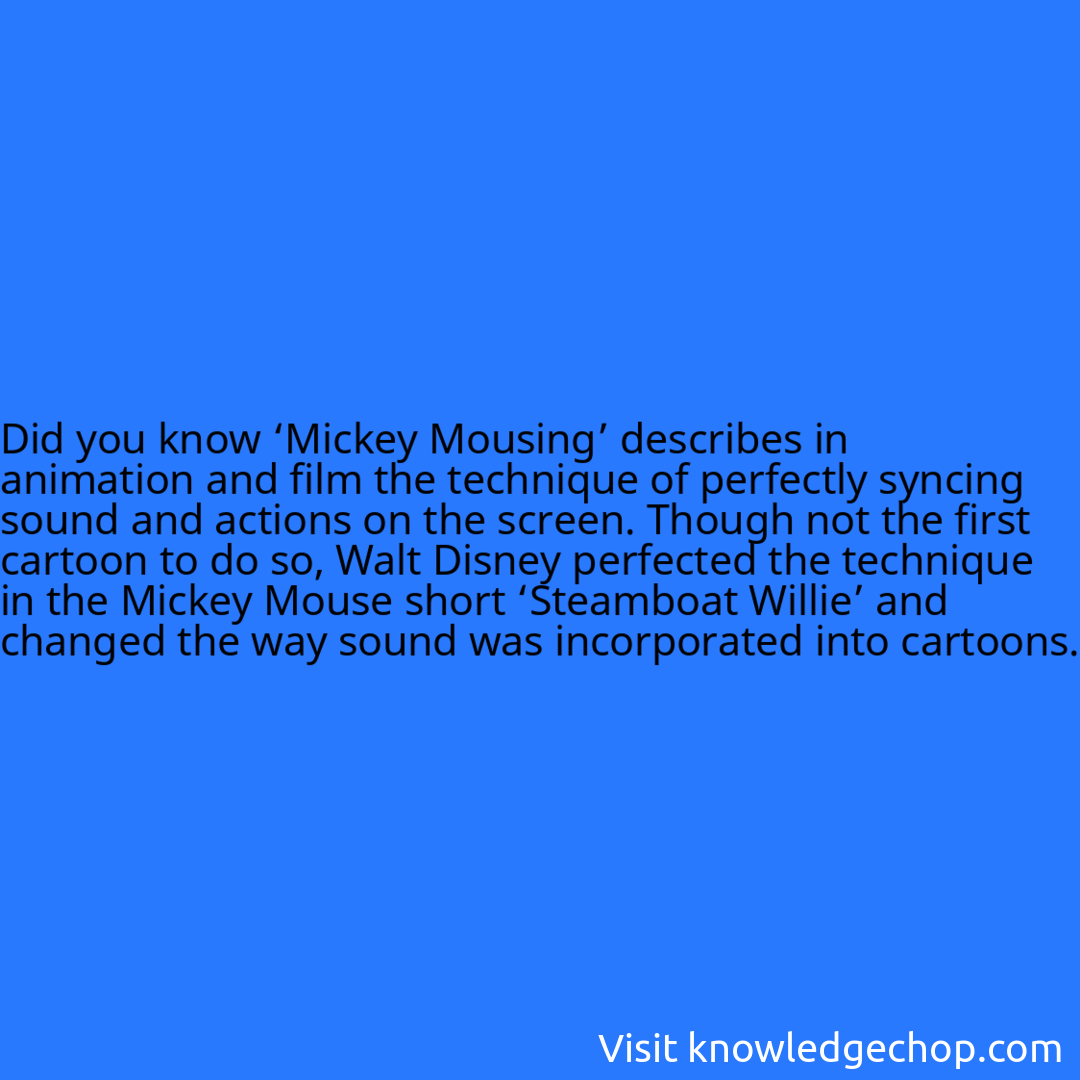 ‘Mickey Mousing’ describes in animation and film the technique of ...