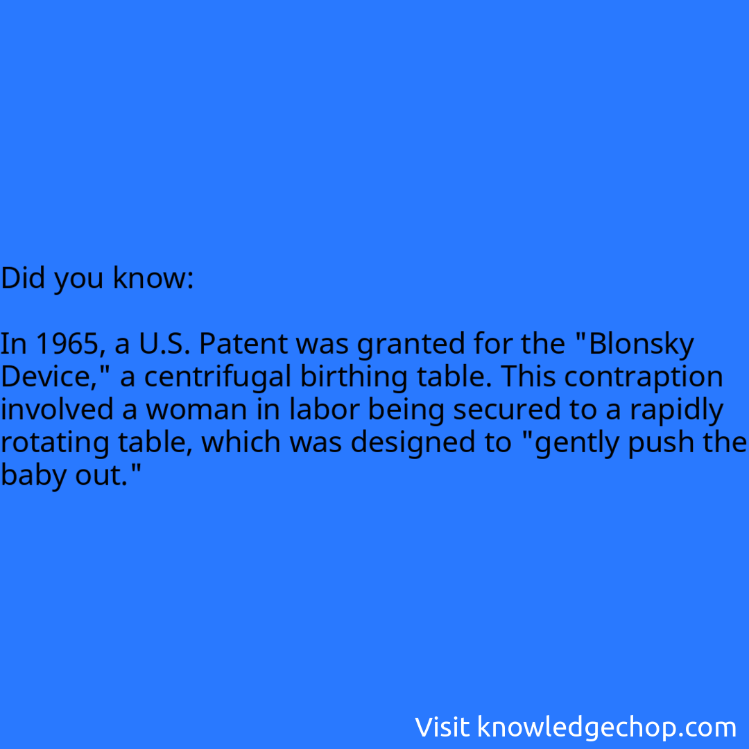   In 1965, a U.S. Patent was granted for the 