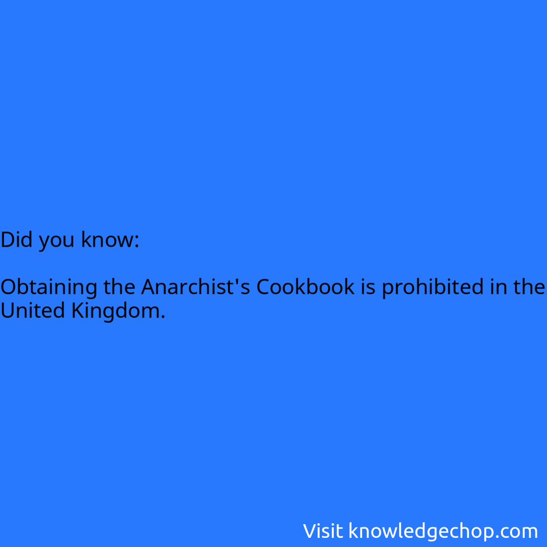   Obtaining the Anarchist's Cookbook is prohibited in the United Kingdom.