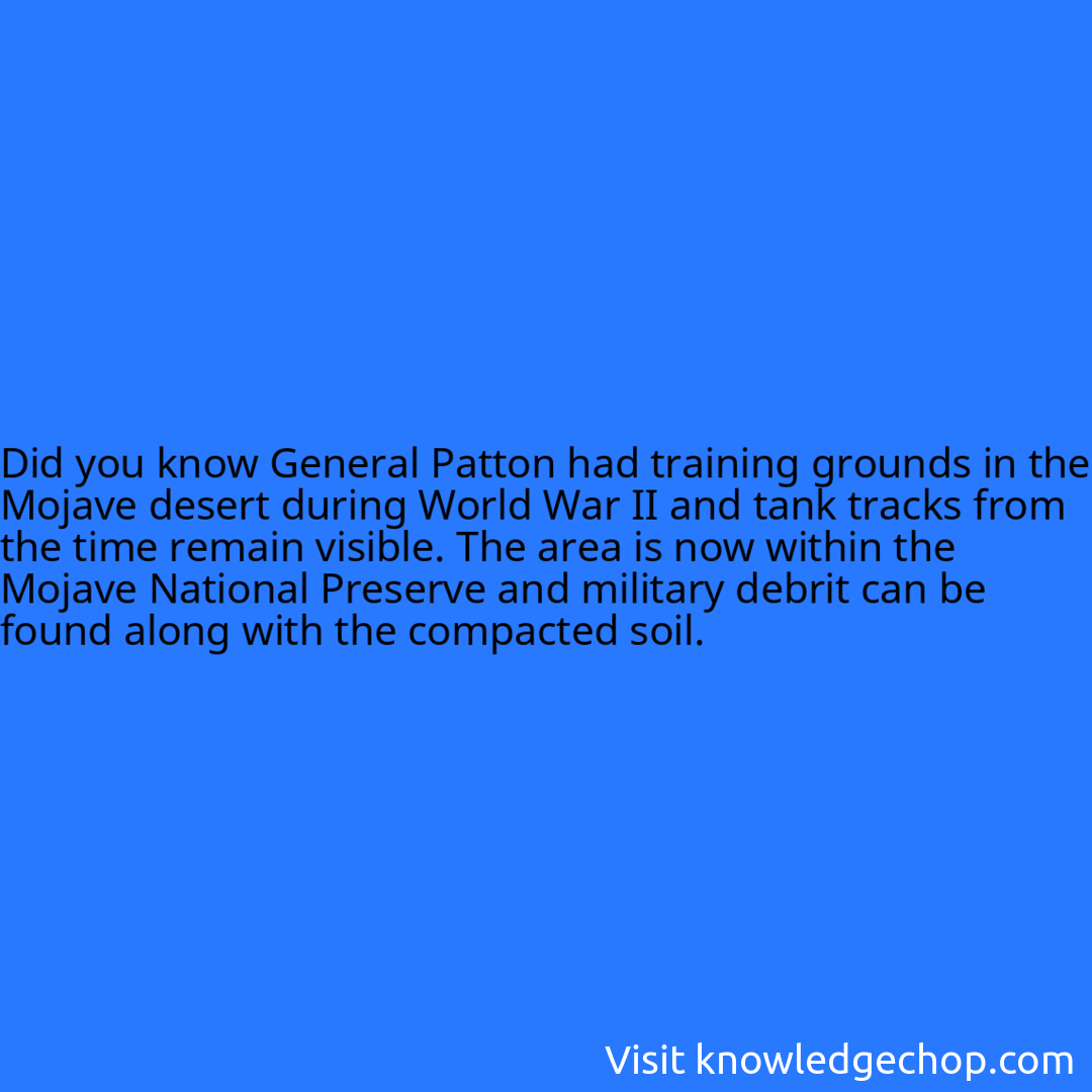 General Patton had training grounds in the Mojave desert during World War II and tank tracks from the time remain visible. The area is now within the Mojave National Preserve and military debrit can be found along with the compacted soil.