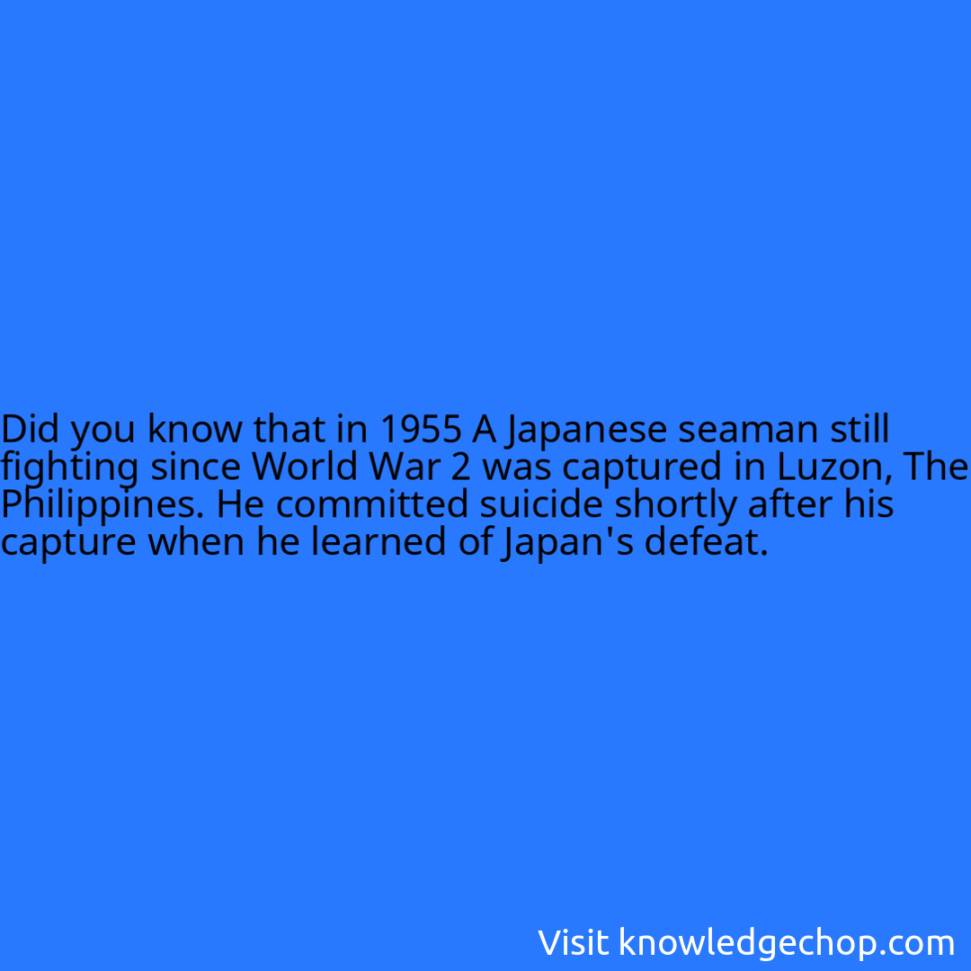 that in 1955 A Japanese seaman still fighting since World War 2 was