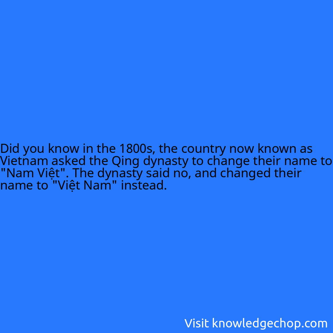 in the 1800s, the country now known as Vietnam asked the Qing dynasty to change their name to 