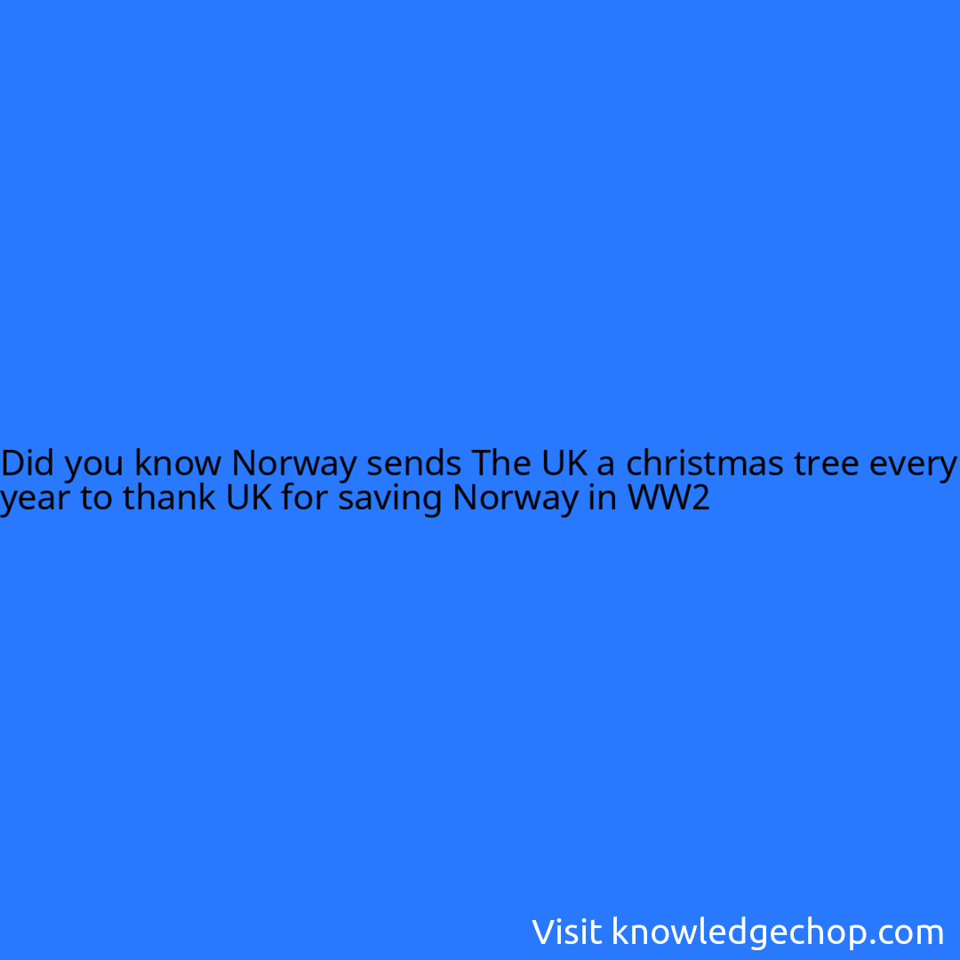 Norway sends The UK a christmas tree every year to thank UK for saving