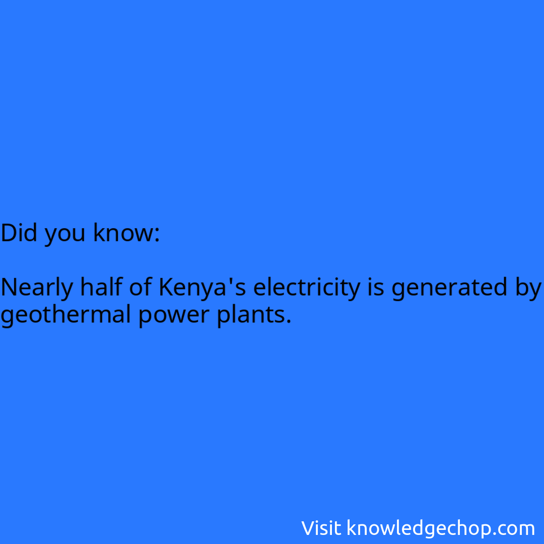   Nearly half of Kenya's electricity is generated by geothermal power plants.